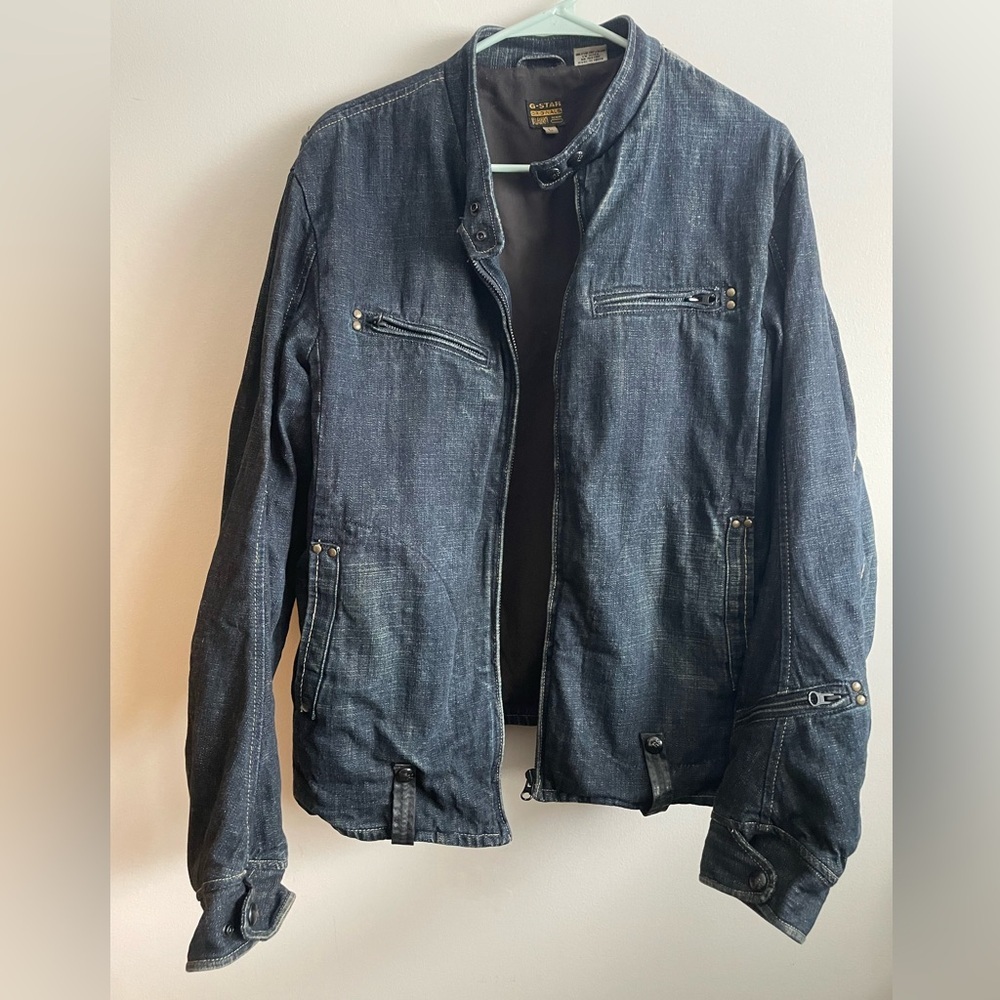 G-STAR RAW- Motor JKT motorcycle denim jacket size large